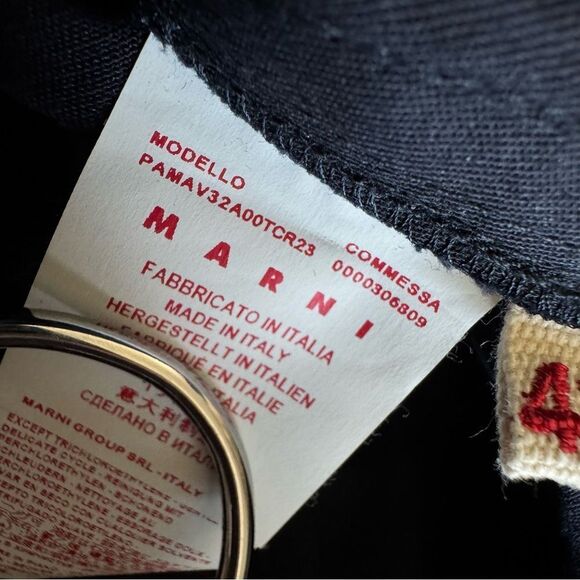 MARNI Navy Blue Cropped Cotton Linen Blend Trousers High Rise Size 42 US 6 - Picture 10 of 12